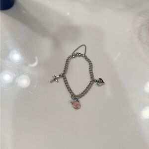 James Avery Silver Charm Bracelet with Pink and Gold Accents